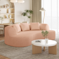 GTIMEX: Lexzurn 2 zitsbank, Chenille modulaire bank, 168 x 90 x 67 cm, Statische draagcapaciteit: 270 kg, Geen montage vereist, Botloze bank, Gebogen ontwerp gestoffeerde bank met 3 decoratieve kussens voor woonkamer & kleine appartementen, Compact, Roze