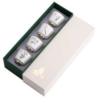 Su's Ceramic Mutton Fat Jade Porseleinen Theekopjes Set (4 Delig)