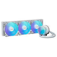 LE100 360 White AIO Vloeistof CPU koeler – ARGB Volledige Verlichting, FOC 3 Fase Pompaantriev, 2500 RPM PWM Ventilatoren, 81,8 CFM Luchtstroom, 3,2 mmAq Druk – Intel LGA1851/1700/1200/115X, AMD AM5/AM4