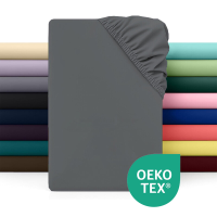 LeBonsoir hoeslaken 200 x 200 cm, 30 cm/12 inch diepe pasvorm   zachte microvezel   elastiek met anti afkruipfunctie   1 hoeslaken   donkergrijs