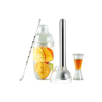 BJ Shakerset 700 ml   4 delig (splashvrij deksel + barlepel + maatbeker + 30 cm ijsmuddler)