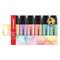 STABILO BOSS ORIGINAL Pastel   Markeerstiften   Set van 6   Melkgeel, Romig Perzik, Roze Blush, Lila Mist, Vleugje Mint, Vleugje Turquoise