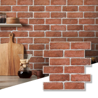 Commomy Imitatie Vintage Terracotta 3D Zelfklevende Wandpanelen, PVC Zelfklevende Wandstickers, 30 x 30 cm, 10 Stuks, Waterdicht & DIY, Rustieke Decoratieve Wandafwerking voor Haard, Slaapkamer, Eetkamer & Accentmuren