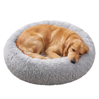 Ochama pluizig kalmerend donut hondenbed met afneembare en wasbare hoes, grijs