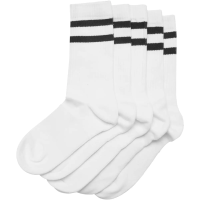 Urban Classics dubbelgestreepte sokken 5 pack wit/zwart 35 38