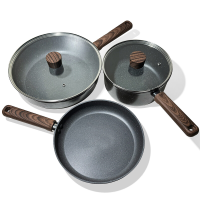 SENSARTE 3 delig gezonde antiaanbak pannenset met panbeschermers, inductie keuken pannensets grijs