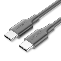 Ugreen USB 2.0 Type C M M ronde nikkelen kabel zwart 1 m, compatibel met iPhone 17/16/15, Google Pixel 4, Samsung Galaxy S20, Huawei P30 en meer