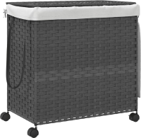 VidaXL Rieten wasmand op wielen   Grijs, 60 x 35 x 60,5 cm