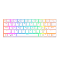 RK ROYAL KLUDGE RK61 60% Gaming Keyboard, Tri mode / RGB / Hot swap Mechanisch Toetsenbord met 61 toetsen zonder conflicten, Hot swappable PC gamingtoetsenborden voor Windows en Mac, Stille rode schakelaars met witte accenten