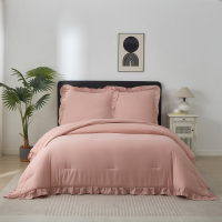 Meeallhome Dekbedset Vintage Ruffle Bedset 140×200 cm/65×65 cm×1 Roze
