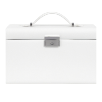 JOYFURNOS  sieradendoos met 3 lagen, sieradenorganizer met 2 lades, sieradencase met draagbare reisetui, met handvat, afsluitbaar, sieradenopslag, cadeau voor geliefden, wit