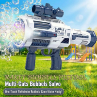 Tokky Bubble Makers Magische blauwe raketlanceerder bubbelpistool   blauw, groot