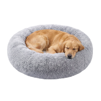 JOYFURNOS donutvormig hondenbenchbed, pluche comfortabel, met afneembare, wasbare hoes, grijs, 120 x 20 cm