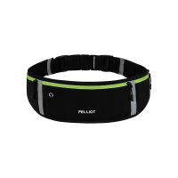 PELLIOT unisex heuptas voor buitensport, handenvrij en handig – opvallend contrast met fluorescerend groene accenten, obsidiaanzwart