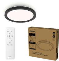 PHILIPS All In One Plafondlamp   Met Afstandsbediening   24 W   LED verlichting   Warm  tot Koelwit licht; 2700K tot 6500K   30 cm   Zwart   Rond