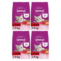 Whiskas droog kattenvoer voor volwassen katten met rund 1,9 kg * 4