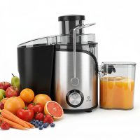 WOOX Sapcentrifuge 600 W, centrifugale sapmaker met brede 3” vulopening voor fruit en groenten, eenvoudig te reinigen, roestvrij staal, BPA vrij (Zwart)