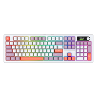 Siukie ACH105 mechanisch toetsenbord met 104 toetsen, kleurendisplay, verwijderbare schakelaars, 3MODE RGB, pastelpaars en wit