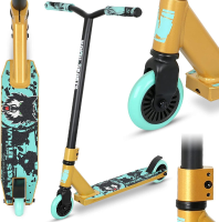 VOKUL Pro Trick Scooter, instapmodel stuntrollers voor kinderen vanaf 6 jaar, lichtgewicht aluminium complete BMX freestyle scooter voor beginners (goud)
