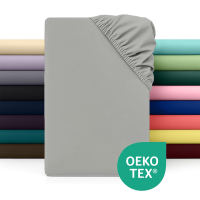 LeBonsoir hoeslaken 135 x 190 cm, 30 cm/12 inch diepe pasvorm, zachte microvezel, antislip elastische rand, 1 stuk, lichtgrijs