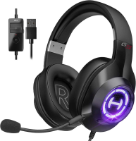 Edifier G2II Gaming Headset voor PC en PS4, bedrade USB gamingkoptelefoon met 7.1 Surround Sound, ruisonderdrukkende microfoon en RGB verlichting, 50mm driver, compatibel met Mac en desktop pc – zwart