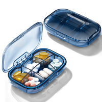 2 Pack draagbare reis medicijndoos met zes vakken, plastic opbergcase blauw, vochtbestendig