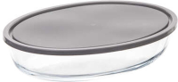 5Five Keepeat Ovale Glazen Schaal met Deksel   32 x 21 cm, Transparant, 2,4 liter