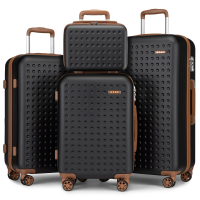 KONO Harde Kofferset met TSA slot, Lichtgewicht ABS Bagage met Beauty Case in Meerdere Maten voor Alle Reizen (Zwart)