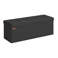 JOYFURNOS Bank Met Opbergruimte, 38 x 110 x 38 cm, Zitkist, Bedbank, Opbergkist, voor Woonkamer, Slaapkamer, Hal, zwart