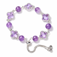 VoxorAI L8 [Amethist Zilveren Taal] Kristallen Armband, Natuurlijke Amethist Armband, DIY Originele Handgemaakte Modieuze en Hoogwaardige Kristallen Armband