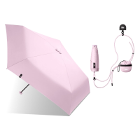 Beneunder BM531 5 voudige opvouwbare zonwerende potloodparaplu met zwarte uv coating roze