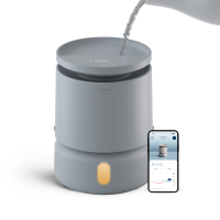Blueair DreamWell H38i luchtbevochtiger 48 uur van bovenaf vullen nevelvrij InvisibleMist technologie aromasteen etherische oliën rustgevende sfeerverlichting stil grijs