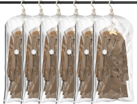 TAILI Hangende Vacuüm Sealer Opbergzakken, Ruimtebesparende Zakken voor Kleding, Pakken en Jassen, Kastorganizers, 6 Stuks Jumbo Transparant