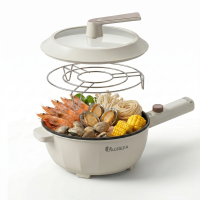 IAGREEA verbeterde snelle ramenkoker 2,3 l 1600 W   elektrische kookpot, sauteerpan met antiaanbaklaag, draagbare multifunctionele kookpot met vermogensregeling voor biefstuk, ei, gebakken rijst, havermout, soep, perfect kerst , nieuwjaars  en verjaardags