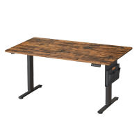 JOYFURNOS Elektrisch Zit Sta Bureau, In Hoogte Verstelbaar, 160,1 x 70,1 cm, 4 Geheugenstanden, voor Thuiswerkplek, Rustiekbruin