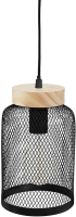 Atmosphera Zely Hanglamp   Zwart Metaal & Hout, 15 cm