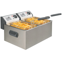 Fritel friteuse Profi 3855 Duo   professionele friteuse / friteuse   2 x 5 l   stofwerend deksel   olie + vast vet