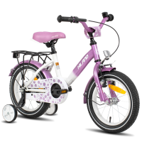 Hiland Starry kinderfiets voor jongens en meisjes van 2 7 jaar met zijwieltjes, bel en achterdrager, paars, 14 inch