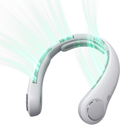 JISULIFE Draagbare nekventilator Life 4, nekbrace, bladloos, handsfree, 5 snelheden, 5000 mAh oplaadbaar, stil, voor binnen en buiten, wit
