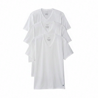 Calvin Klein T shirt met korte mouwen en V hals, set van 3, 100% katoen, wit, heren XS