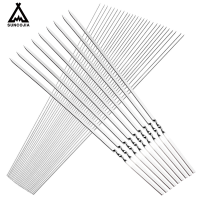 SUCOJIA 304 RVS lange platte BBQ spiezen, 13,77 inch (ca. 35 Cm), 50 stuks, herbruikbaar voor BBQ, keukengezelschap en buitenkoken