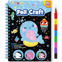 Ocean Series Folie Art Knutselset, 1 Set, Schoonmaakvrije DIY Activiteit, Reisspeelgoed, Verjaardagscadeau voor Kinderen van 4 9 Jaar