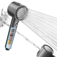 Cobbe douchekop met filter, hogedruk handdouche met 20 laags filtratie, waterbesparende douchekop met 5 straalstanden, eco douchekop voor hard water, chloorresten, bacteriën (grijs)