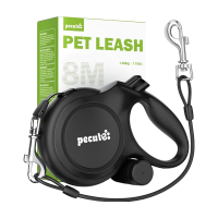 Pecute Instant Control serie uittrekbare hondenriem van 8 m met staaldraadkabel en poepzakjesdispenser   zwart