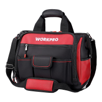 WORKPRO 16 inch zware gereedschapskoffer 42 x 24,5 x 34 cm | 1680D polyester stof, waterdichte harde bodem, breed open mondstuk, 39 vakken met elastiek en haak, schouderband