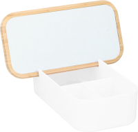 Alpina sieradenbox met spiegel   Wit, 7 x 13 x 25 cm