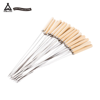 SUCOJIA 304 RVS kebabprikkers, 50 stuks, 12,79 inch (ca. 32,5 Cm), BBQ barbecue, heavy duty, groot en breed, herbruikbaar, met antislip houten handvatten, ideaal voor shish kebab, kip, garnalen en groenten