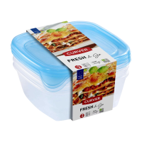 Curver Fresh & Go vershouddozen met deksel   3 x 0,8 liter   3 stuks   transparant/blauw   premium opbergoplossing, duurzaam kunststof, moderne huisorganisatie