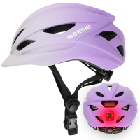 DKONI HS 086 fietshelm voor volwassenen met licht   grijs roze   M (55–58 cm)