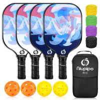 NIUPIPO Pickleball Paddles Set van 4 – Glasvezel Materiaal, Polypropyleen Honingraatkern, USAPA Gecertificeerd, Ultralicht Ontwerp, Comfortabele Handgreep, Ideaal voor Familie Entertainment en Officiële Wedstrijden, MX 24